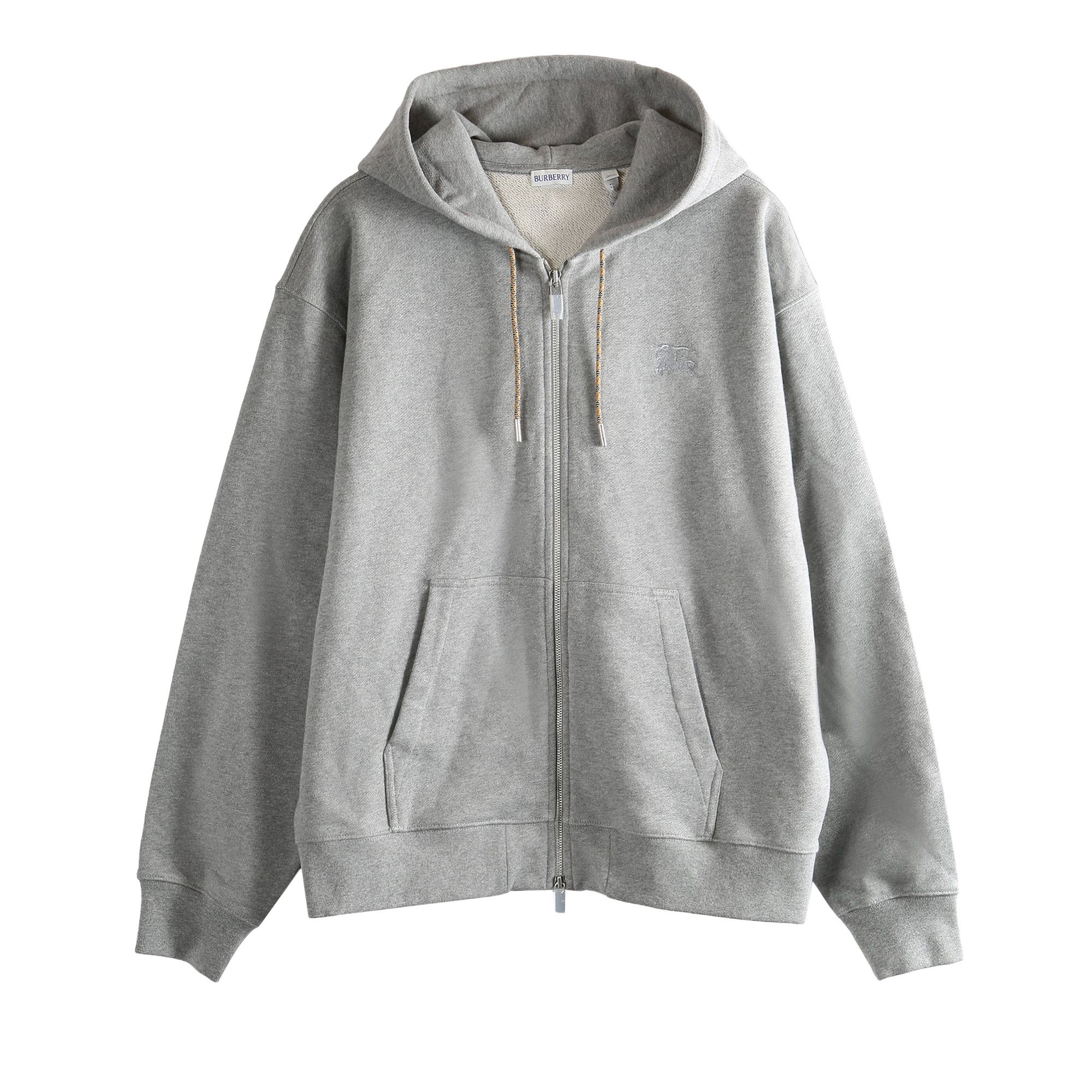 Buy Burberry Rory Check Zip Hoodie 'Pale Grey Melange' - 8120756