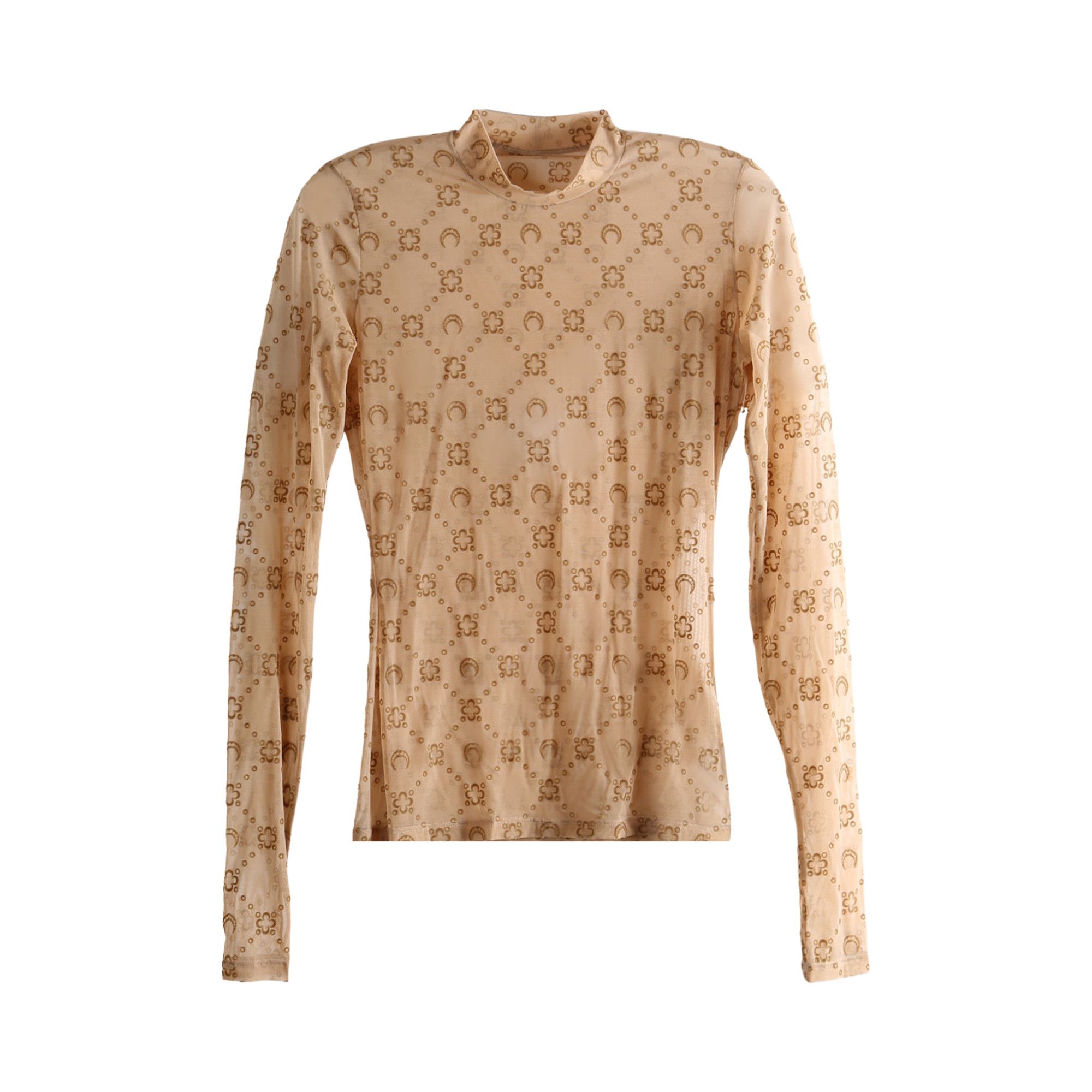 Buy Marine Serre Monogram Mesh Flock Long-Sleeve Highneck 'Camel