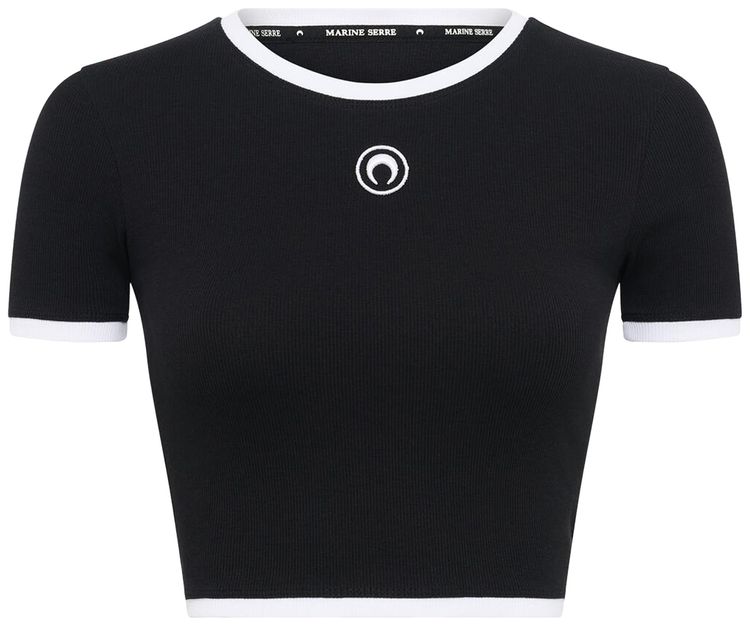 Marine Serre Moon Logo Bicolor Cropped Top BlackWhite