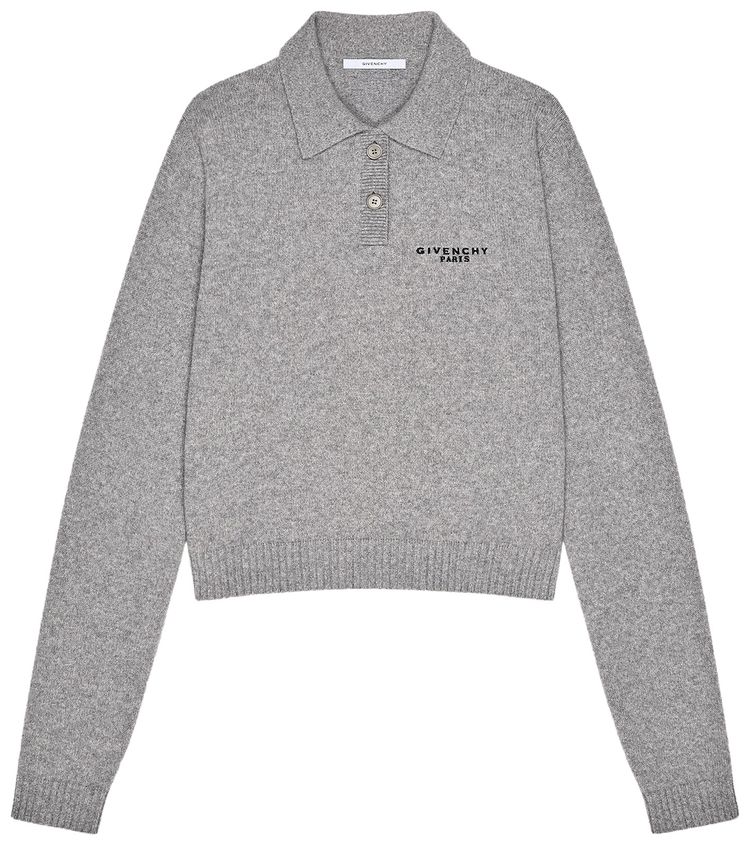 Givenchy Long Sleeve Polo Shirt Light Grey