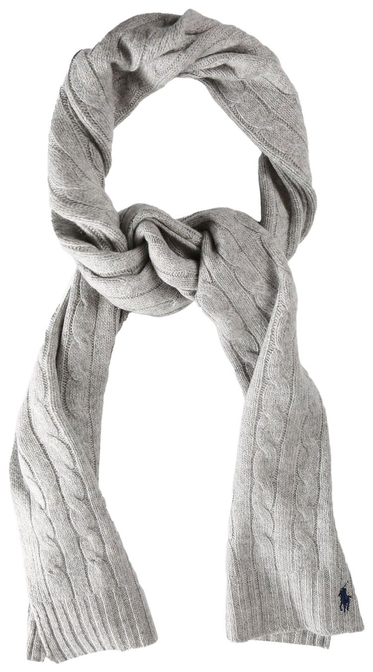 Polo Ralph Lauren Cashmere Classic Cable Scarf Soft Grey