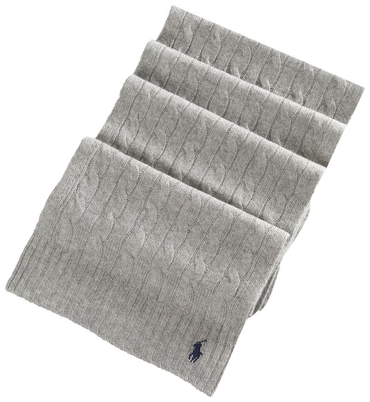 Polo Ralph Lauren Cashmere Classic Cable Scarf Soft Grey