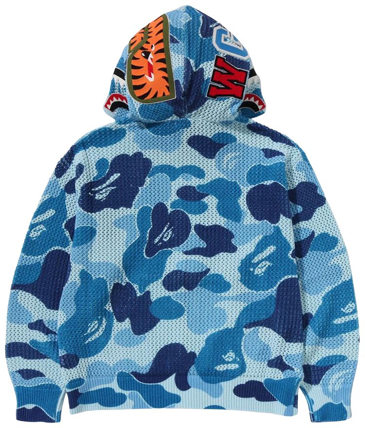 BAPE ABC Camo Crochet Relaxed Fit Shark Full Zip Hoodie Blue