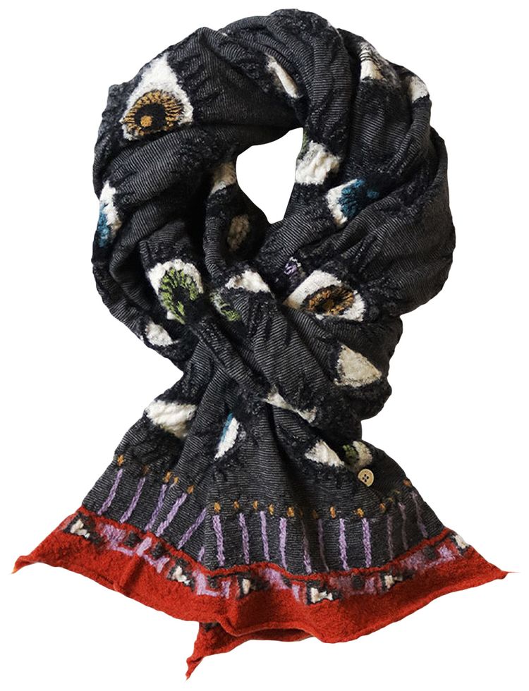 Kapital Fulling Wool Happy Speakeasy Scarf Charcoal