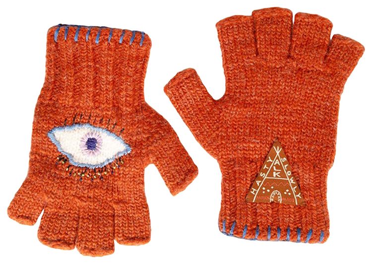 Kapital Wool Folktale Speakeasy Gloves Orange