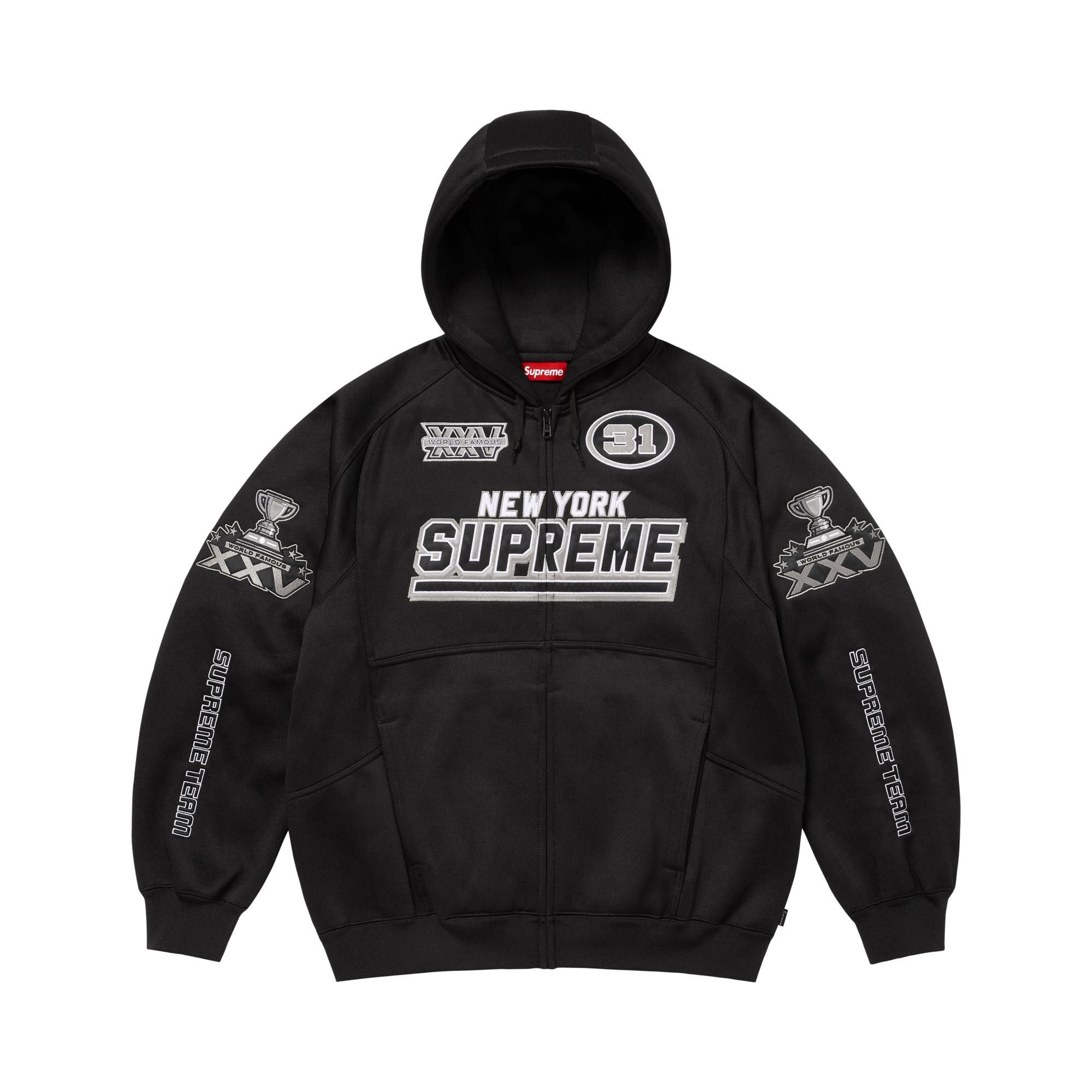 Buy Supreme Football Zip Up Hooded Sweatshirt 'Black' - FW25SW68