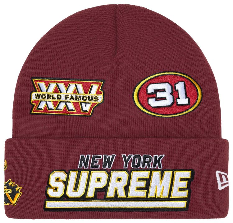Supreme New Era Football Beanie Cardinal