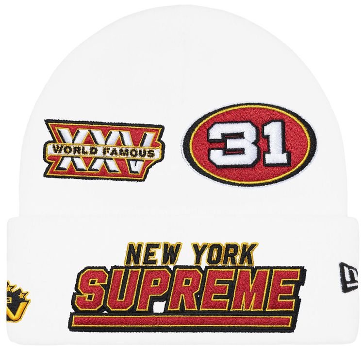 Supreme New Era Football Beanie White