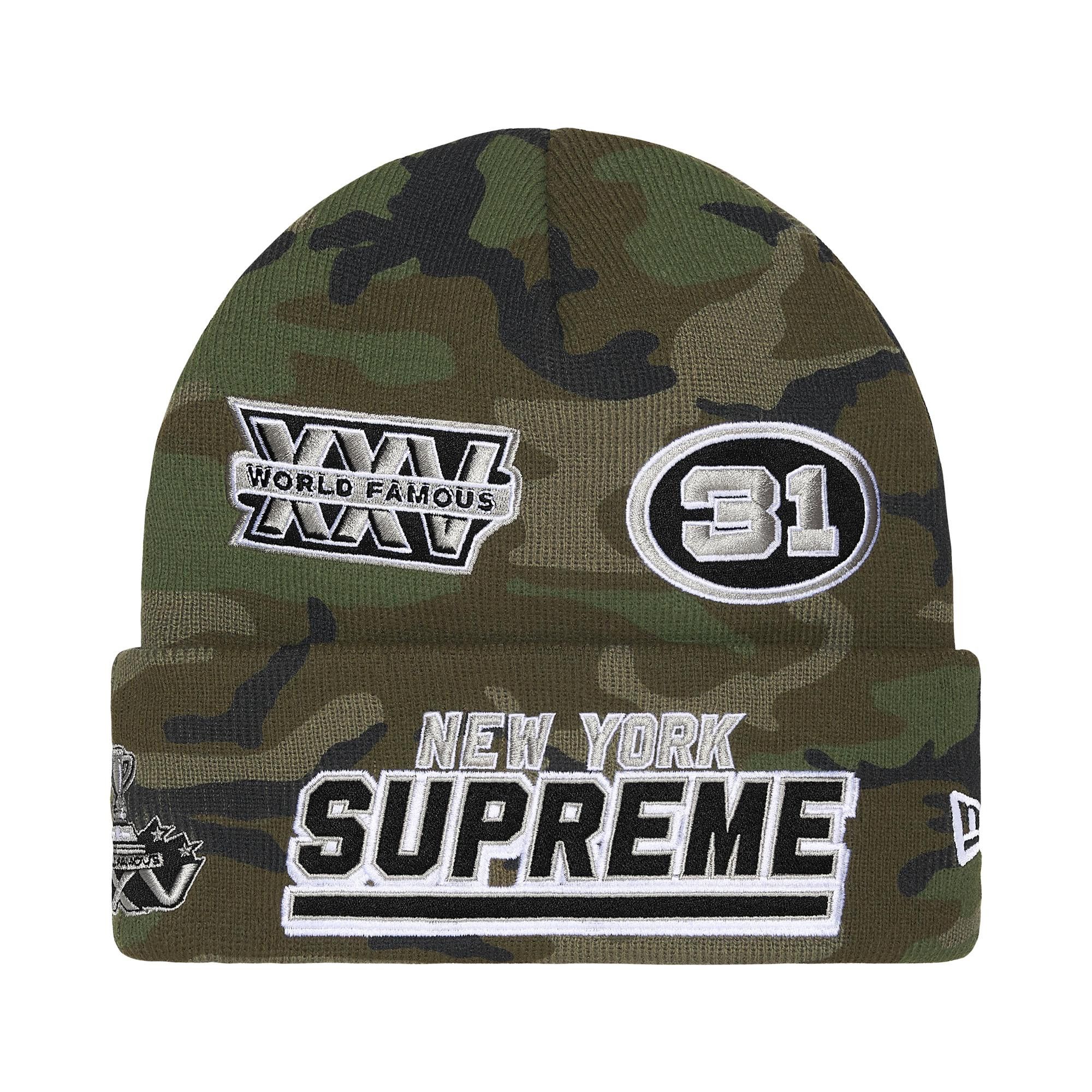 Buy Supreme New Era Football Beanie 'Woodland Camo' - FW25BN69