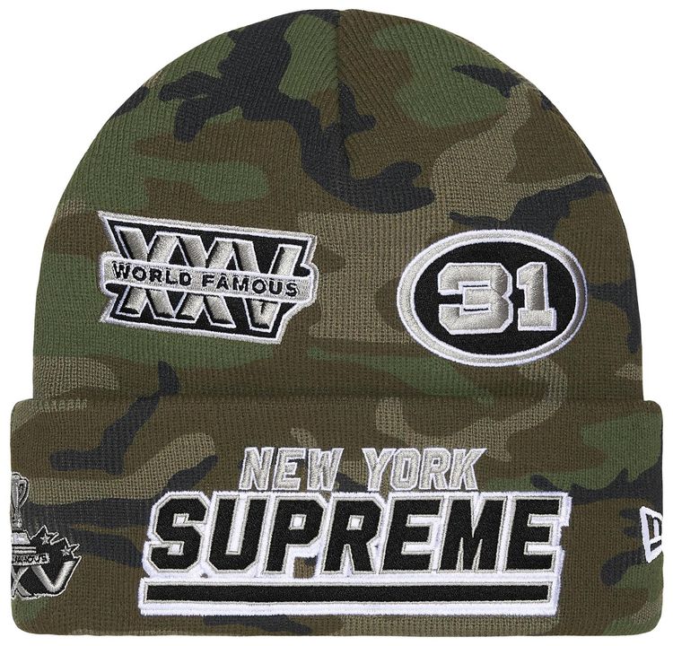 Supreme New Era Football Beanie Woodland Camo