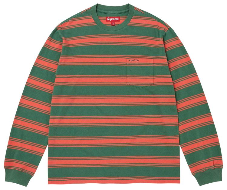 Supreme Stripe Pocket Long Sleeve Top Green