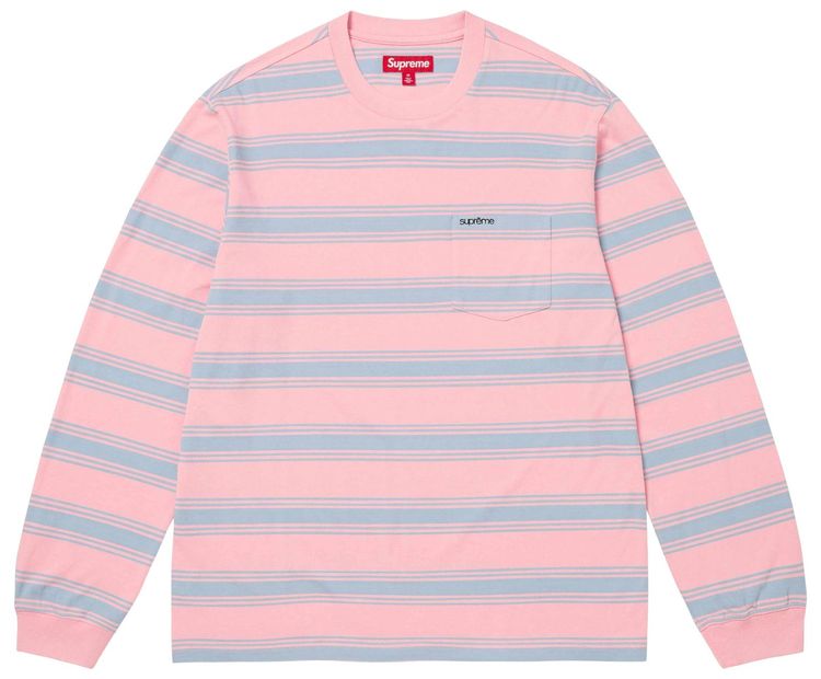 Supreme Stripe Pocket Long Sleeve Top Pink