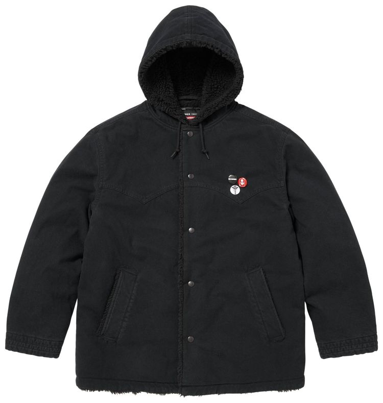 Supreme x Number NIne Faux Shearling Hooded Coat Black