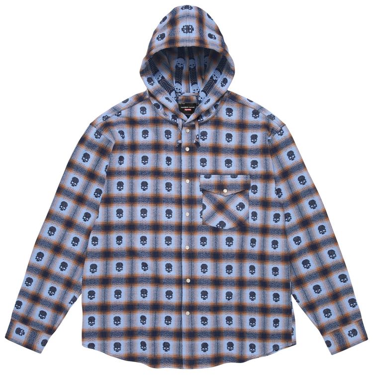 Supreme x Number NIne Hooded Flannel Shirt Blue