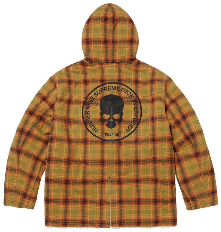 Supreme x Number NIne Faux Shearling Hooded Coat Plaid