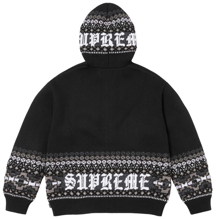 Supreme Beaded Zip Up Hooded Sweater Black
