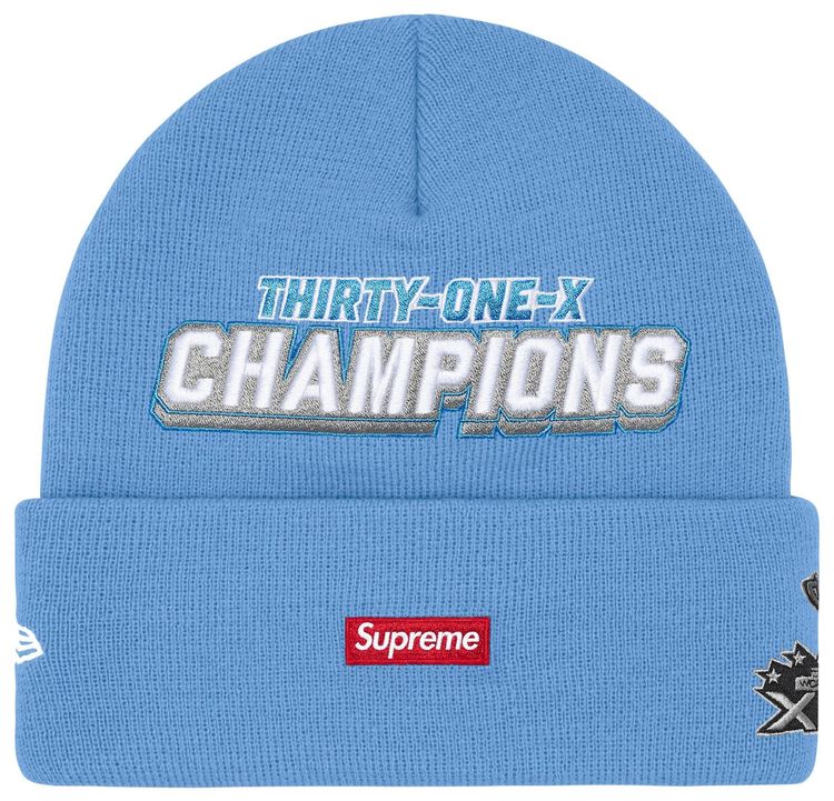 Supreme New Era Football Beanie Light Blue
