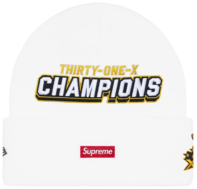 Supreme New Era Football Beanie White