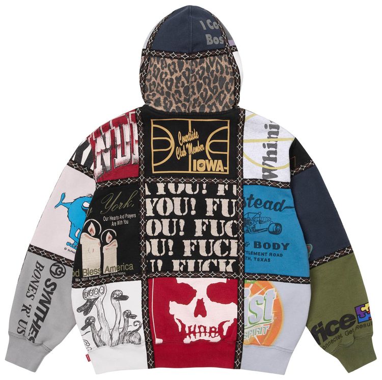 Supreme x Number NIne Patchwork Zip Up Hooded Sweatshirt Multicolor