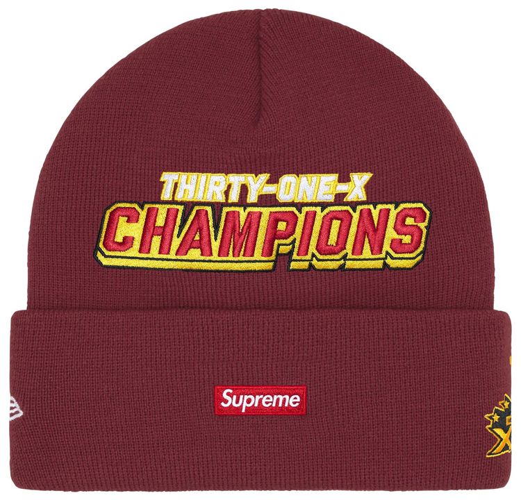Supreme New Era Football Beanie Cardinal
