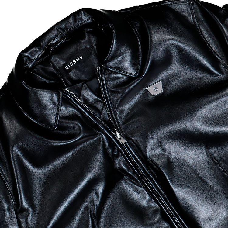 MISBHV Faux Leather Puffer Bomber Jacket Black