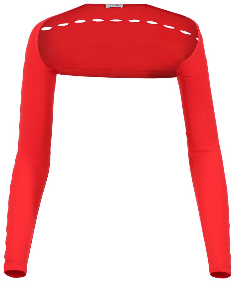 Alaia Seamless Knitted Swim Bolero Ecarlate