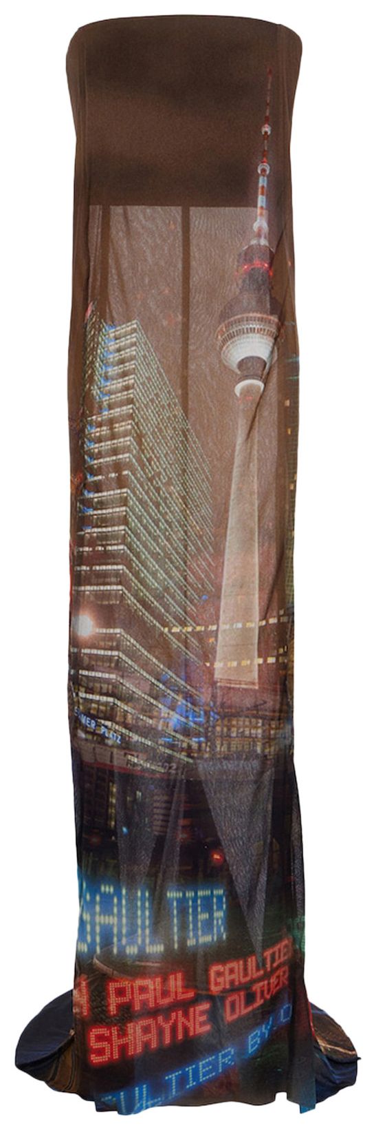 Jean Paul Gaultier City Mesh 3D Tube Fishtail Dress Multicolor
