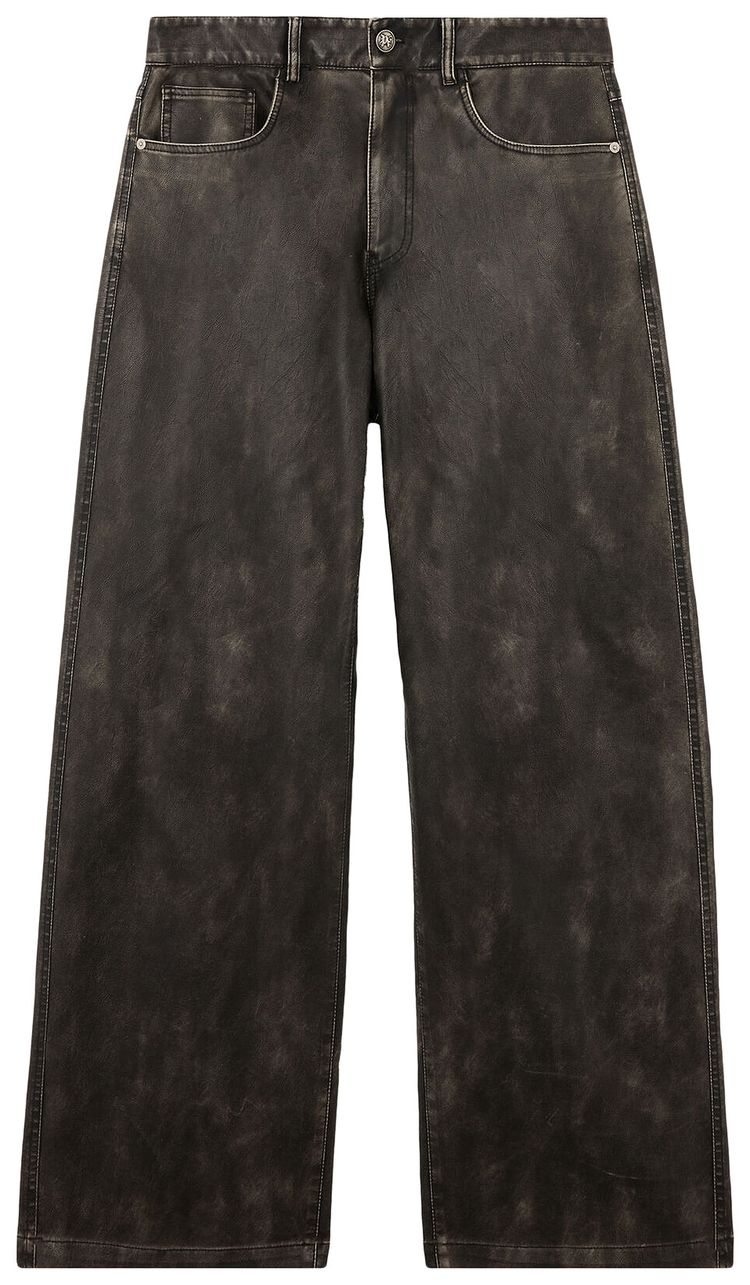Palm Angels Curved Logo Coated Pants Dark Grey