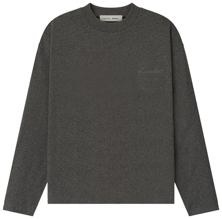 Fear of God Essentials Embroidered Classic Fit Long Sleeve Charcoal Heather
