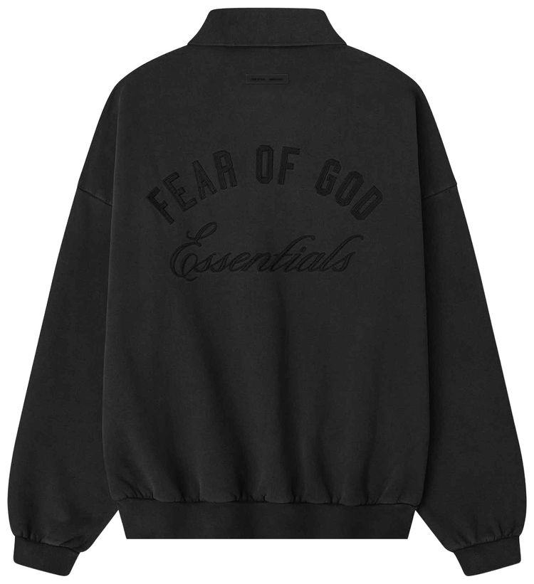 Fear of God Essentials Embroidered Classic Polo Sweatshirt Vintage Black
