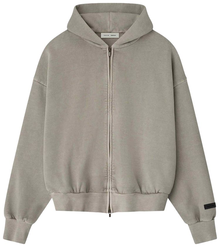 Fear of God Essentials Embroidered Classic Full Zip Hoodie Smoke Grey