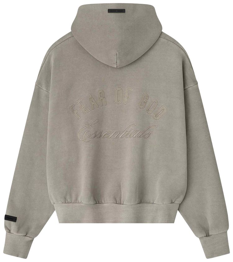 Fear of God Essentials Embroidered Classic Full Zip Hoodie Smoke Grey