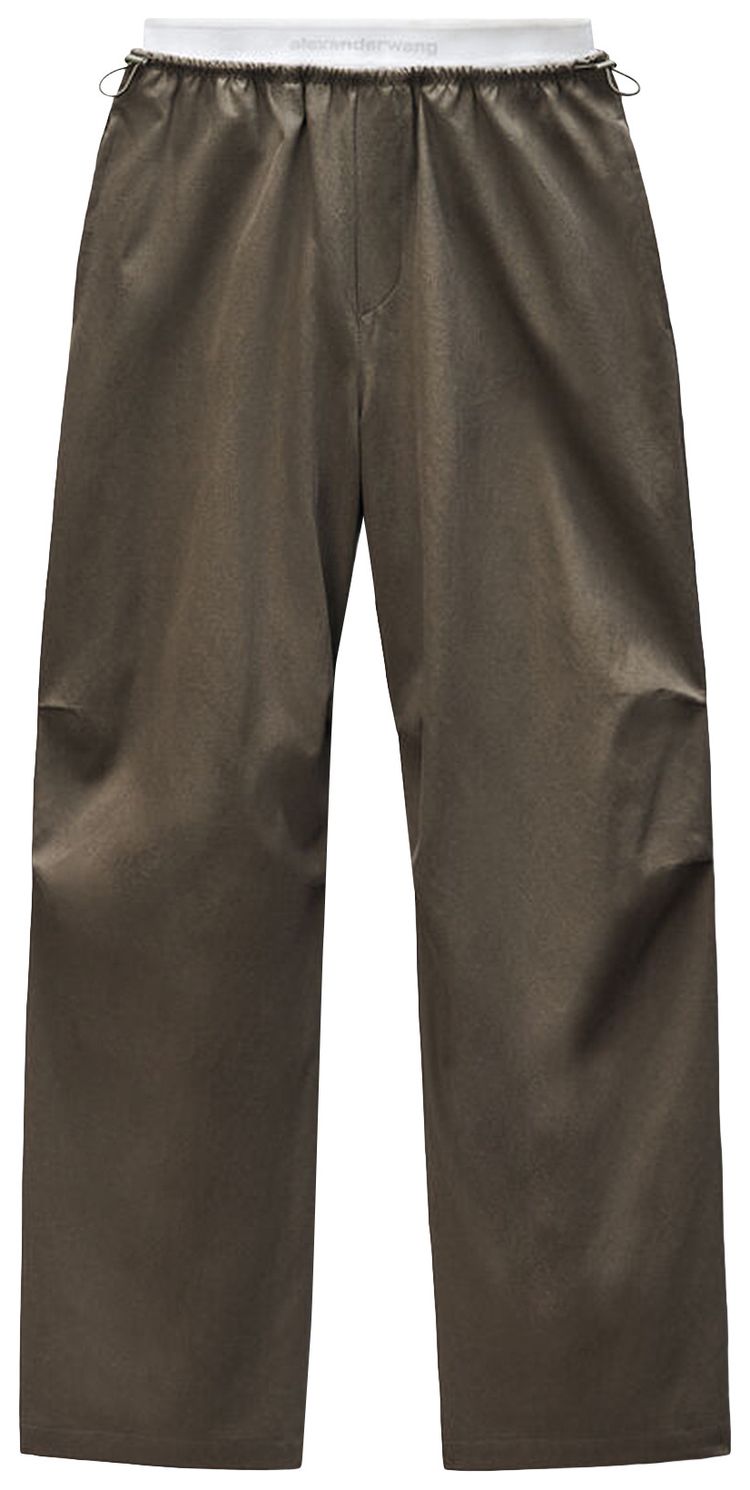 Alexander Wang Mid Rise Logo Elastic Pants Army Green
