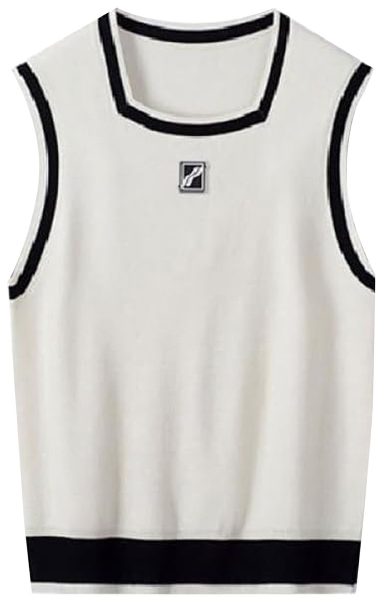 We11done Logo Patched Square Neck Vest Ivory