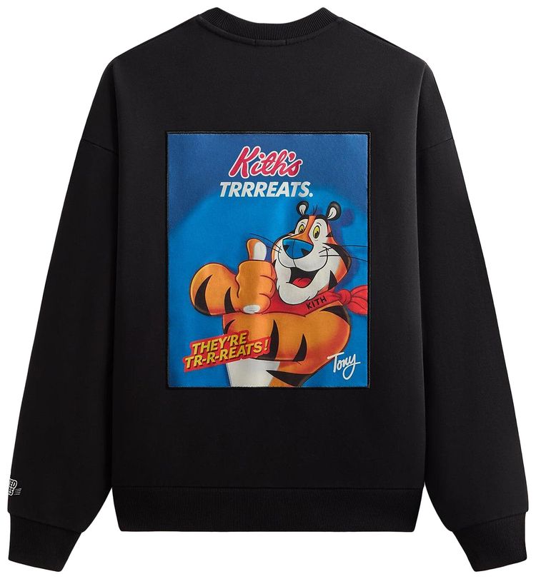 Kith Treats For Kelloggs Frosted Flakes Cereal  Tony The Tiger Classic Logo Nelson Crewneck Black