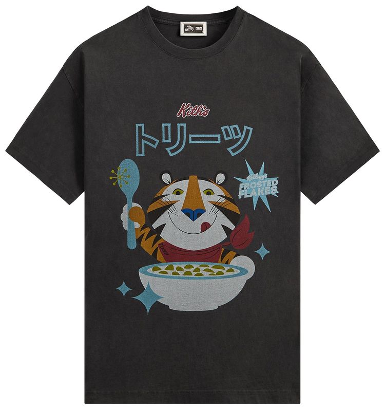 Kith Treats For Kelloggs Frosted Flakes Cereal  Tony The Tiger Japanese Vintage Tee Black