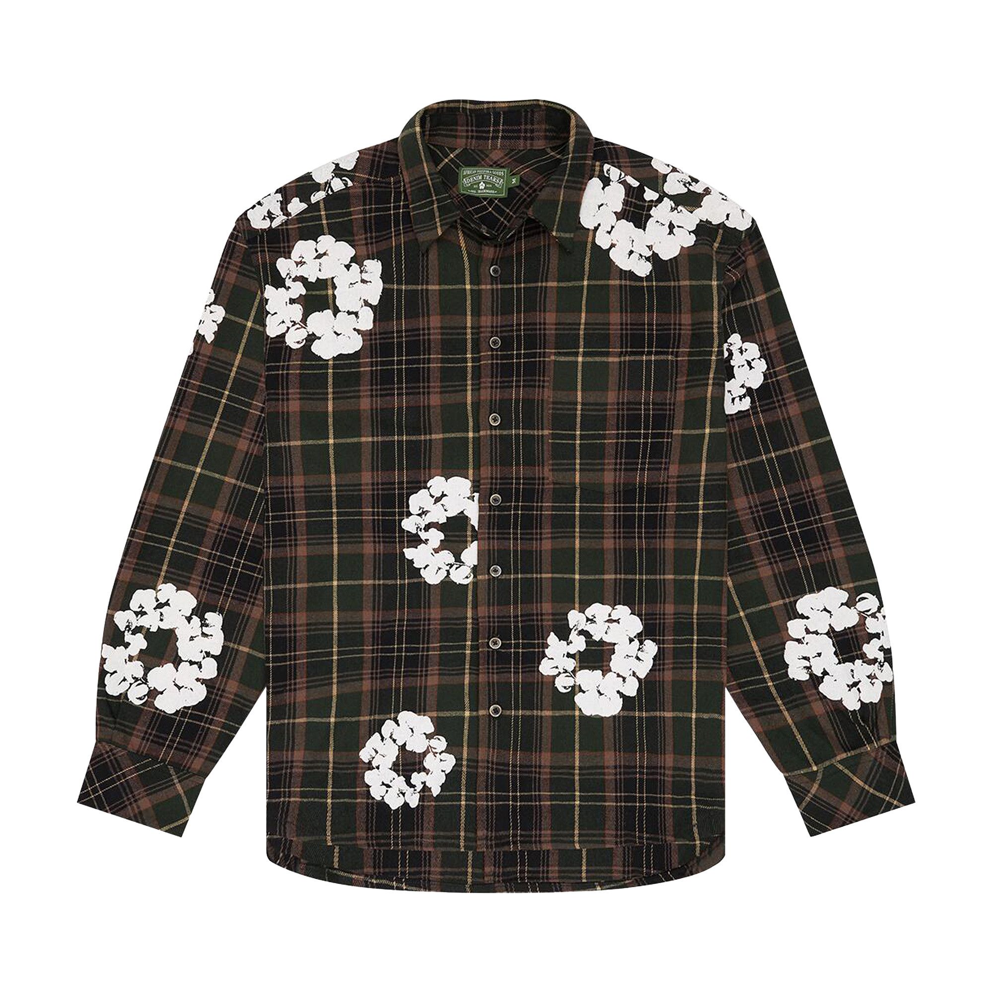 Buy Denim Tears Cotton Wreath Flannel Shirt Plaid 'Green
