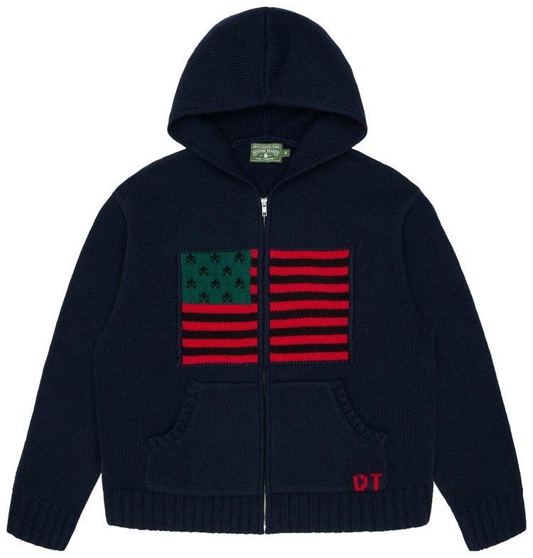 Denim Tears Flag Zip Sweater Navy