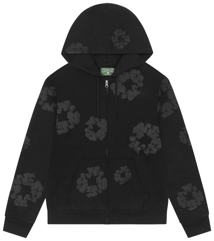 Denim Tears Mono Cotton Wreath Zip Hoodie Black