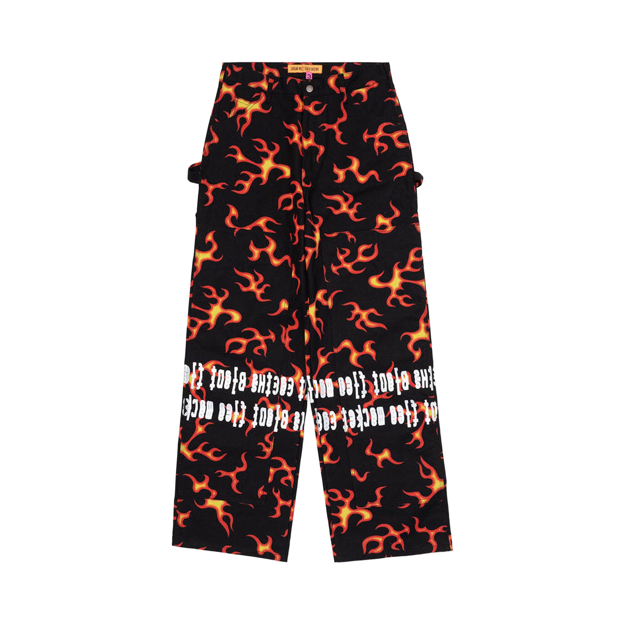CACTUS PLANT FLEAMARKET CPFM カクタス プラント フリーマーケット シーピーエフエム CPFM DOUBLE KNEE HI-VIS PANTS ファイヤーモチーフ ダブルニーワイド パンツ ブラック/レッド CP30PT001 Buy Cactus Plant Flea Market Double Knee Hi-Vis Pants 'Black