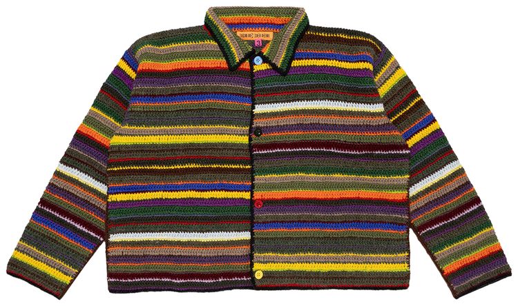 Cactus Plant Flea Market Crochet Knit Cardigan Olivedrab