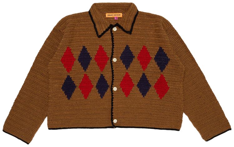 Cactus Plant Flea Market Rodeo Crochet Knit Cardigan Beige