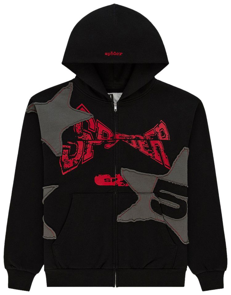 Sp5der Big Star Full Zip Hoodie Black