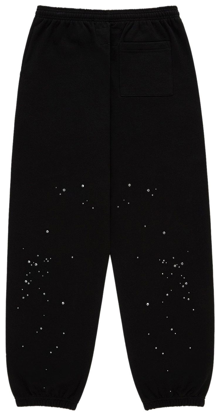 Sp5der Rhinestone Silk Sweatpant Black