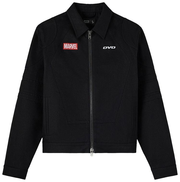 OVO x Marvel Ghost Rider Denim Moto Jacket Black Rigid