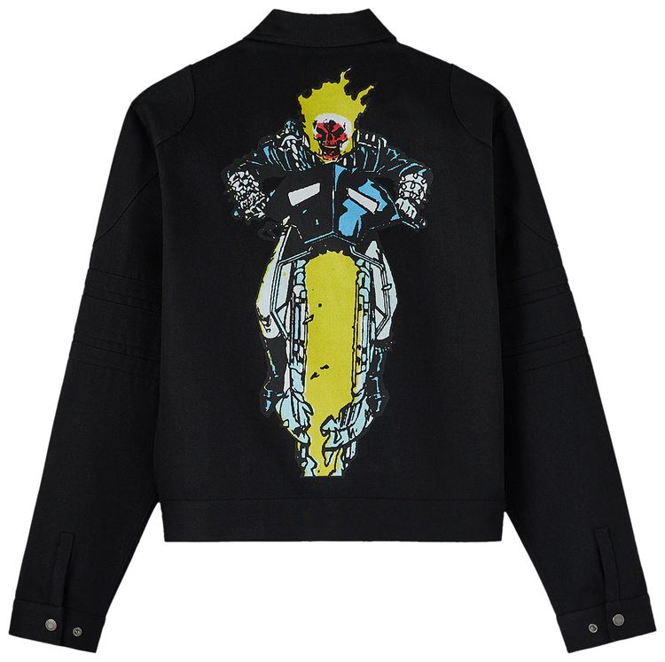 OVO x Marvel Ghost Rider Denim Moto Jacket Black Rigid
