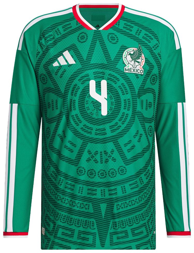 Adidas Mexico 26 Home Alvarez Authentic Long Sleeve Jersey Bold Green