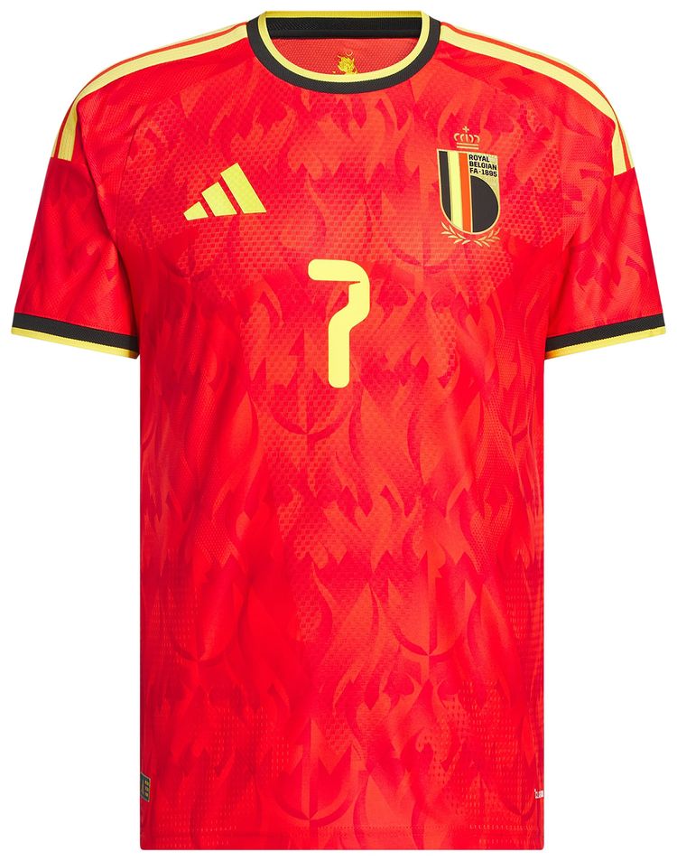 Adidas Belgium 26 Home De Bruyne Authentic Jersey RedBold Gold