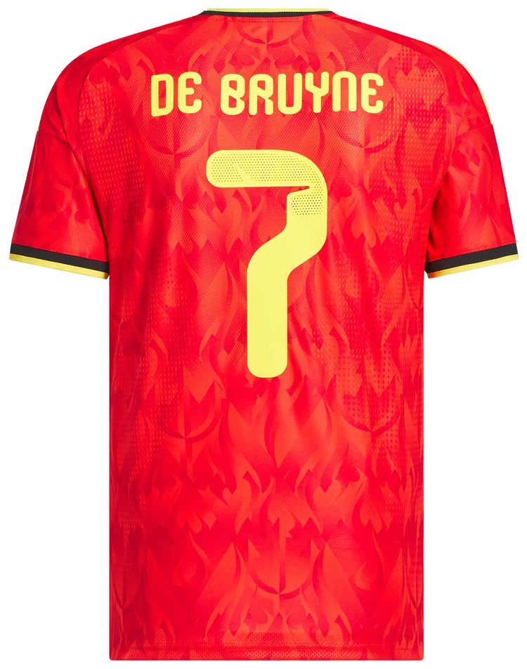 Adidas Belgium 26 Home De Bruyne Authentic Jersey RedBold Gold