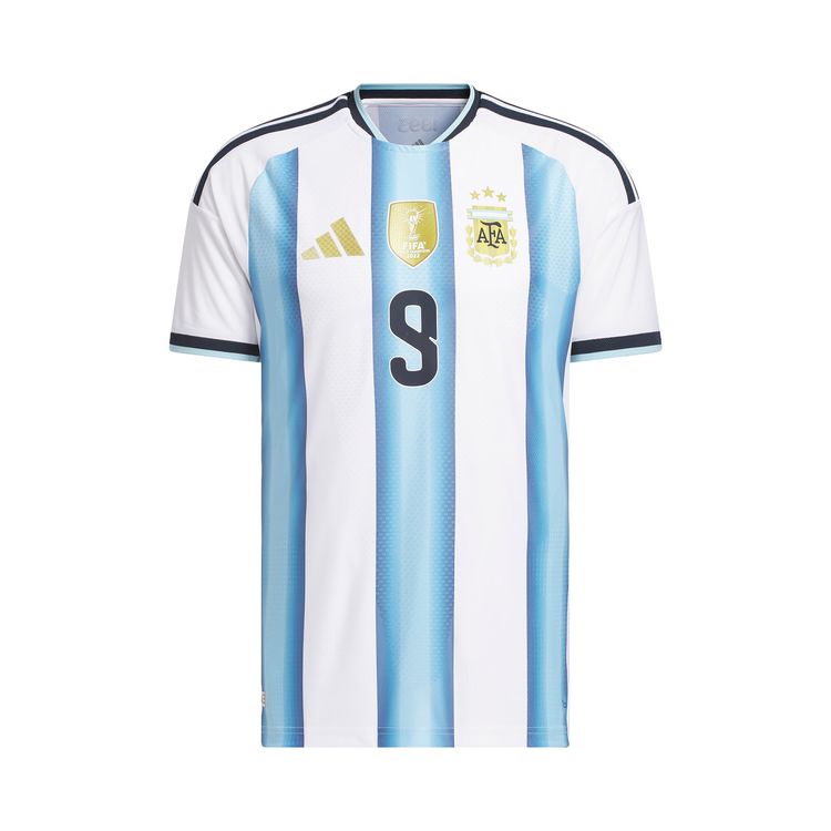 Adidas Argentina 26 Home Alvarez Authentic Jersey WhiteIcey Blue
